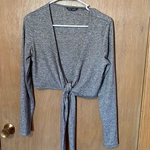 Shein Wrap Long Sleeve Crop Top